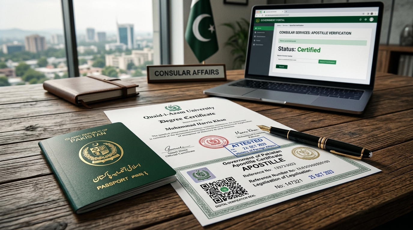 Pakistan MOFA digital attestation system and e-Certificate portal launch circular 2026 for General and Apostille certification